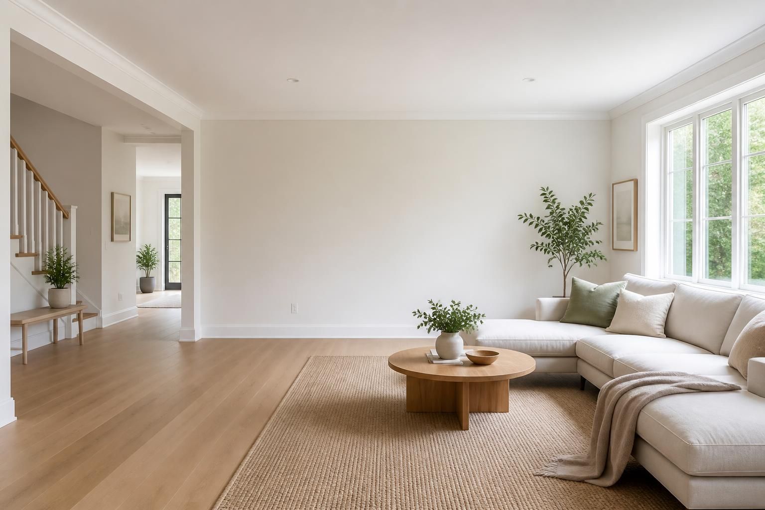 Spotless interior with open space and calm natural light